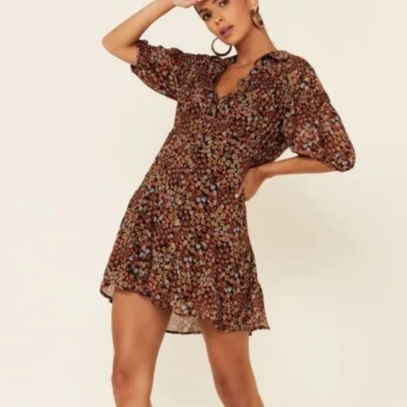 𝅺FREE People Bonnie Floral Mini Dress Size S - Picture 3 of 12